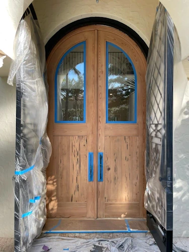 painting contractor Palm Beach before and after photo door-staining-before